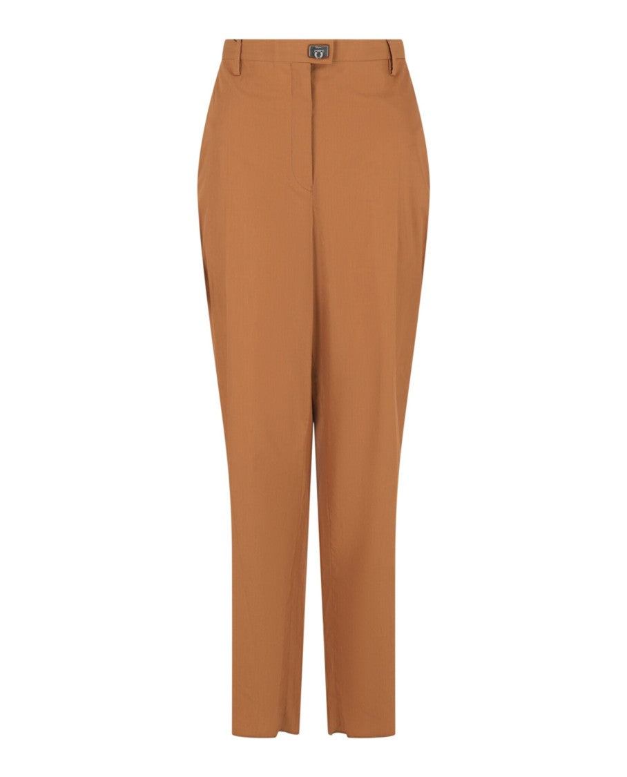 Ferragamo High-Rise Cropped Trousers With Whipstitched Hem And Silver Accents