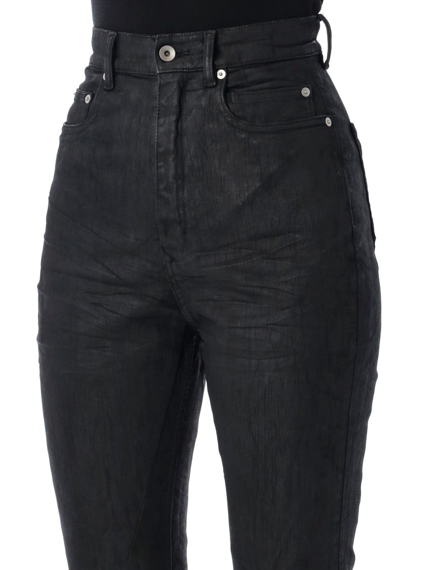 Drkshdw By Rick Owens Bolan Bootcut Black Waxed Jeans