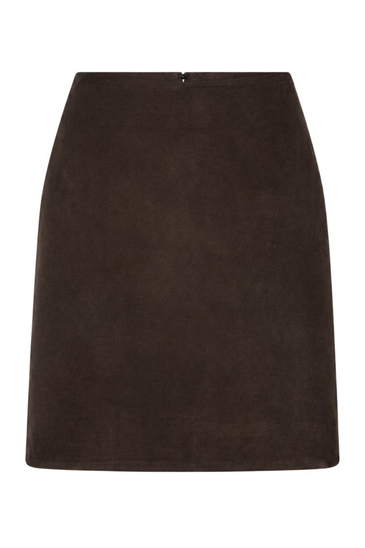 Rotate Brown Suede Flared Mini Skirt