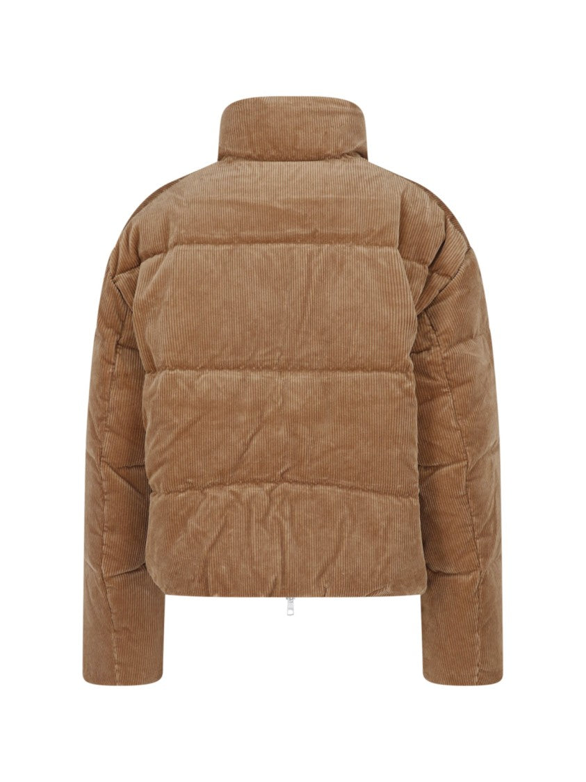 Polo Ralph Lauren Brown Corduroy High Collar Zip Down Jacket
