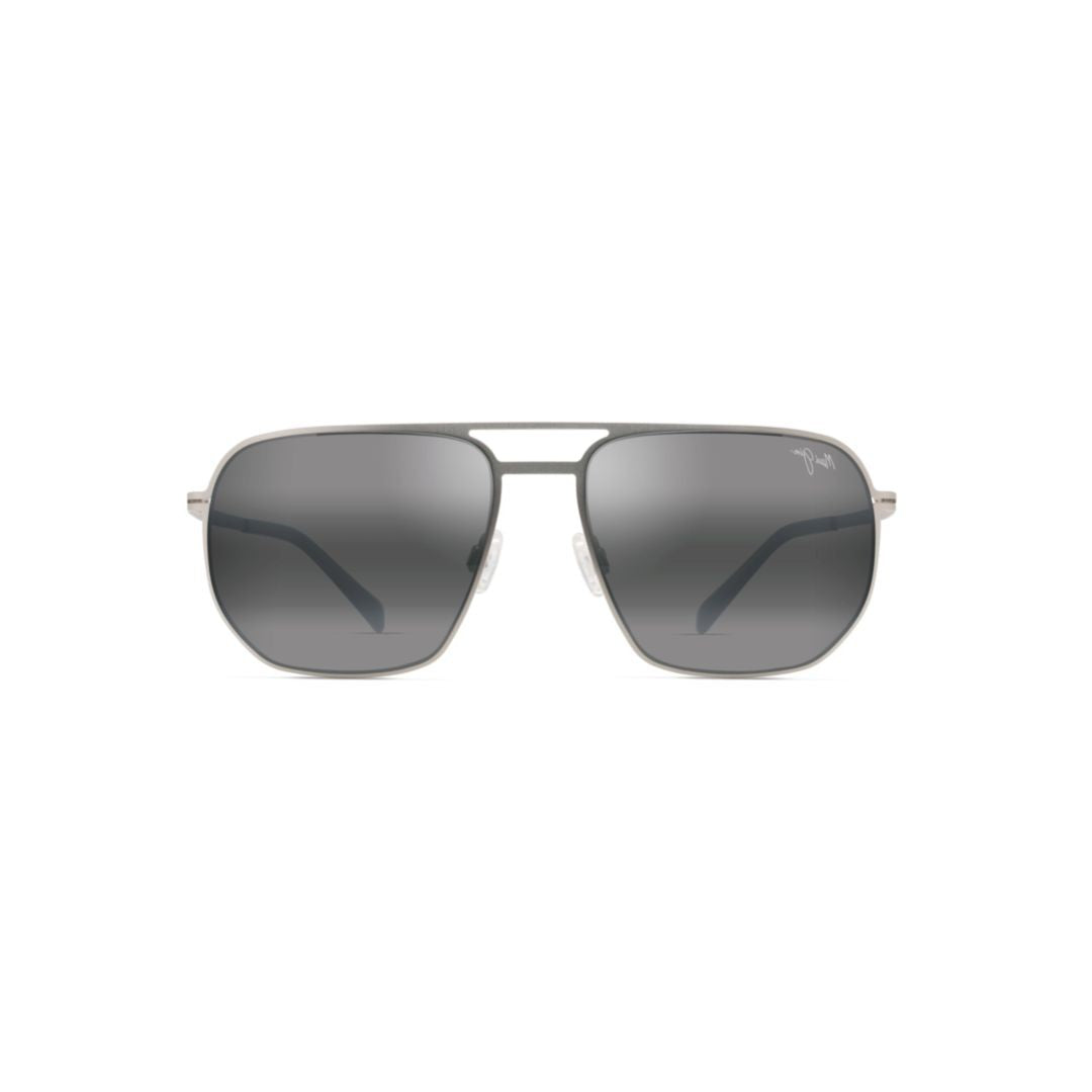Maui Jim Sharks Cove Rectangular Metal Frame Sunglasses With Double Bridge Design