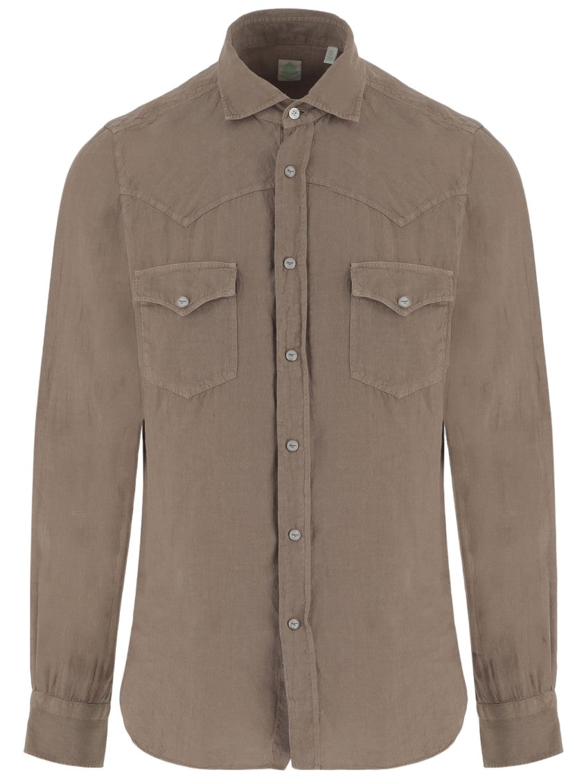 Finamore Linen Shirt With Classic Collar