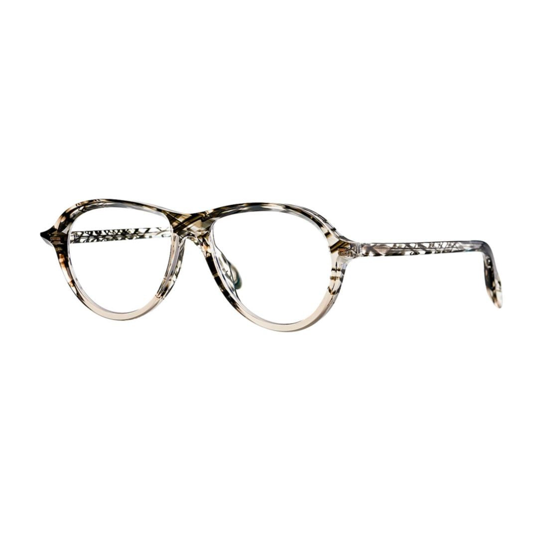 Theo Aube 002 Black Smoke+Transparent Crystal Turtle Rounded Frame Acetate Eyeglasses