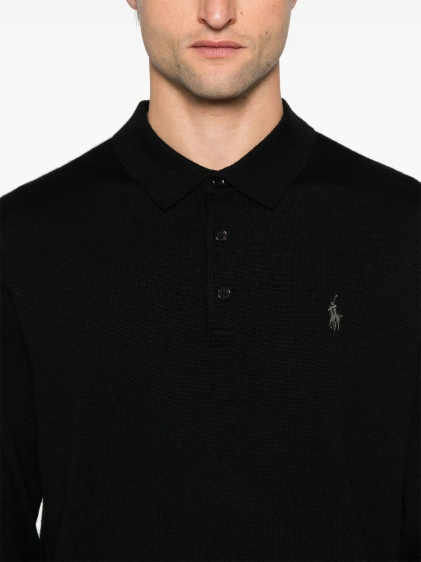 Polo Ralph Lauren Long-Sleeved Knit Polo Sweater In Combed Wool