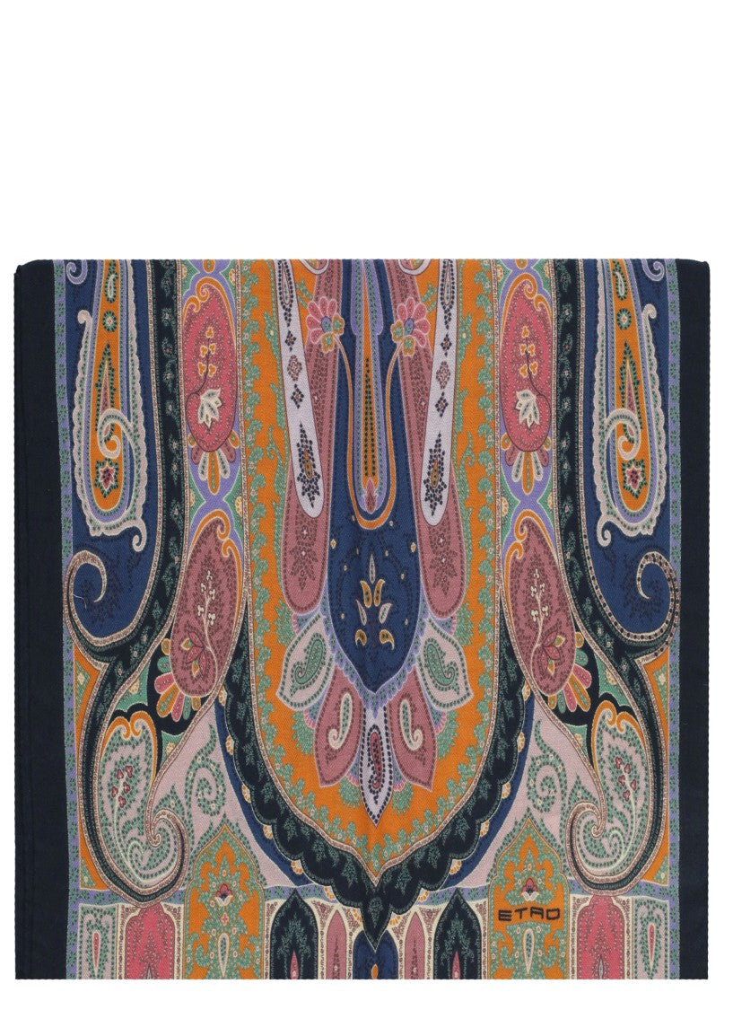 Etro Rectangular Paisley Scarf With Vibrant Multicolor Design