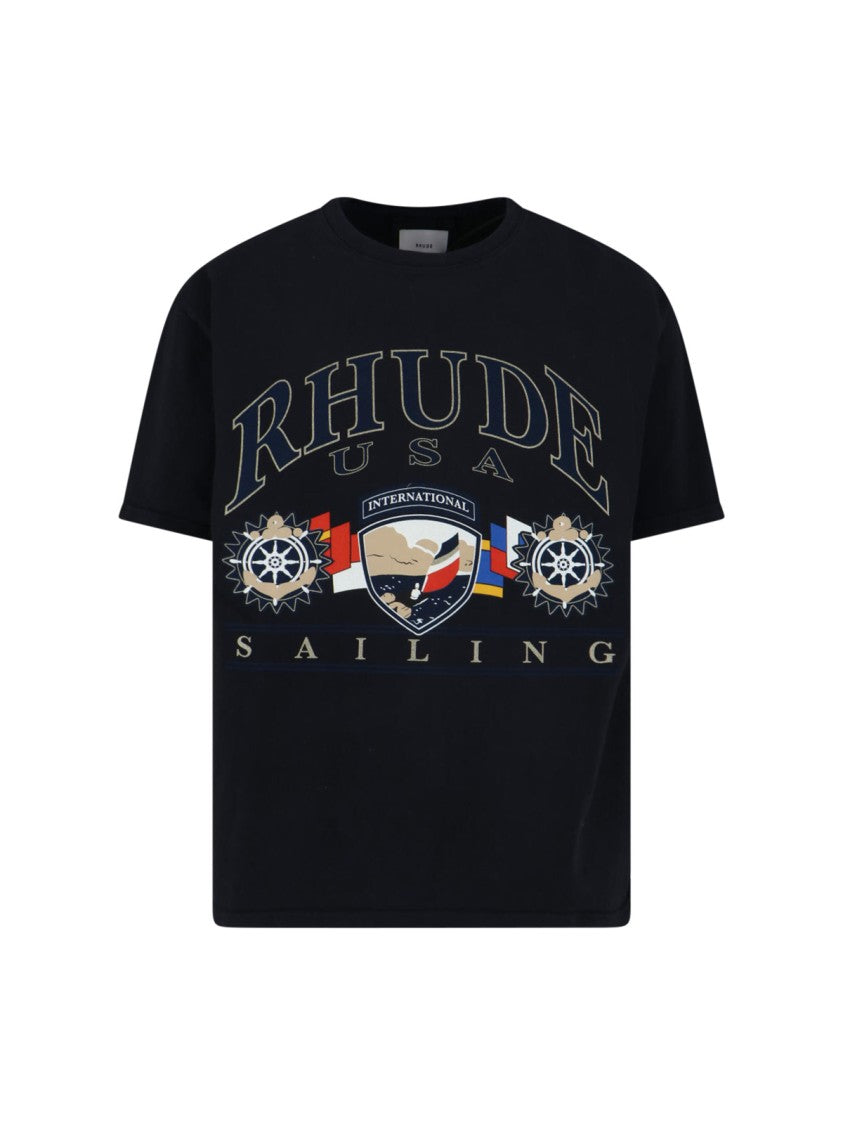 Rhude Classic Black T-Shirt With Crew Neckline