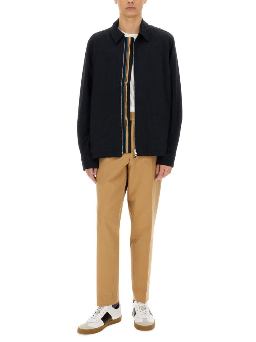 Paul Smith Black Shirt Jacket With Zip Front Closure