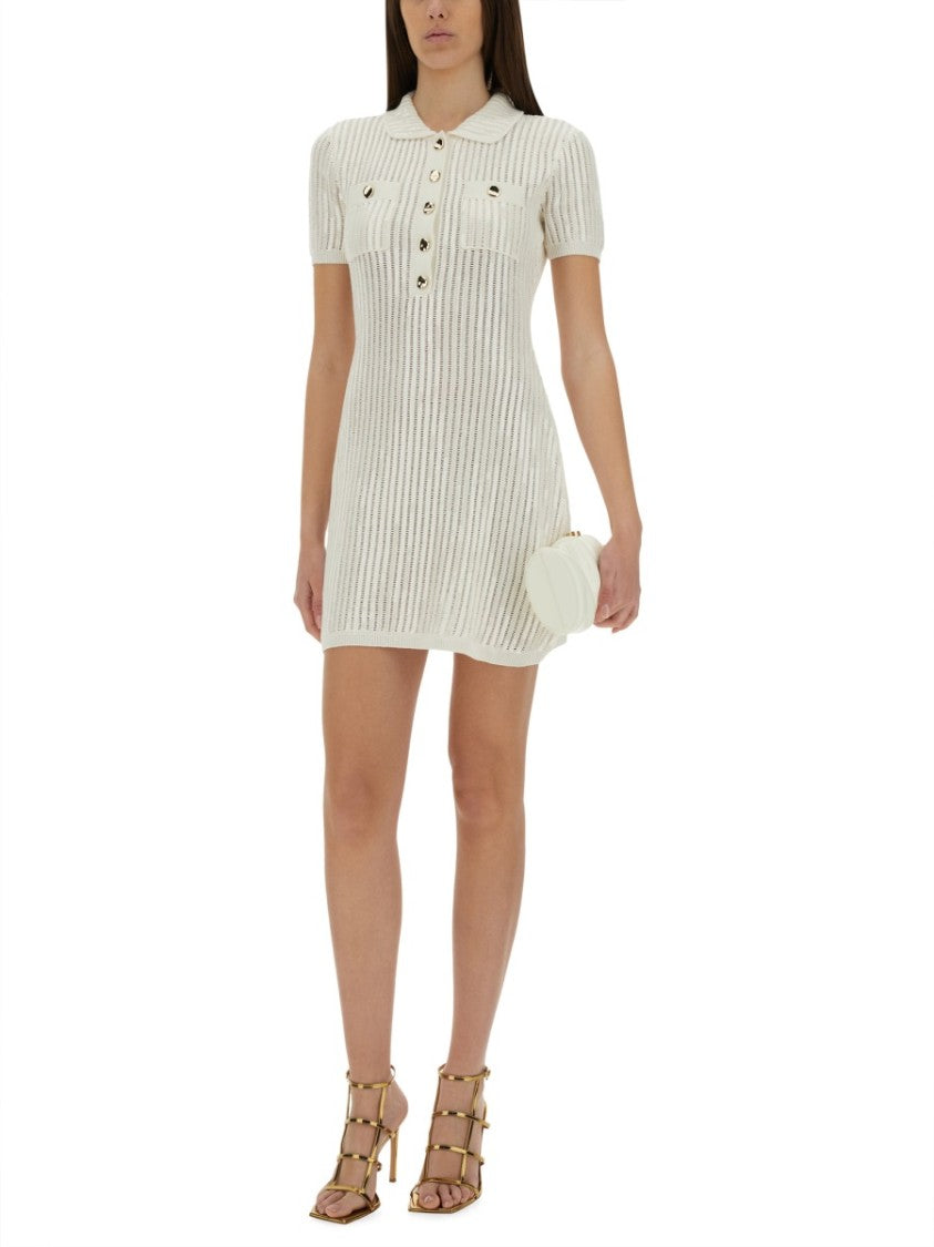 Self-Portrait Mini Crochet Dress With Sequins