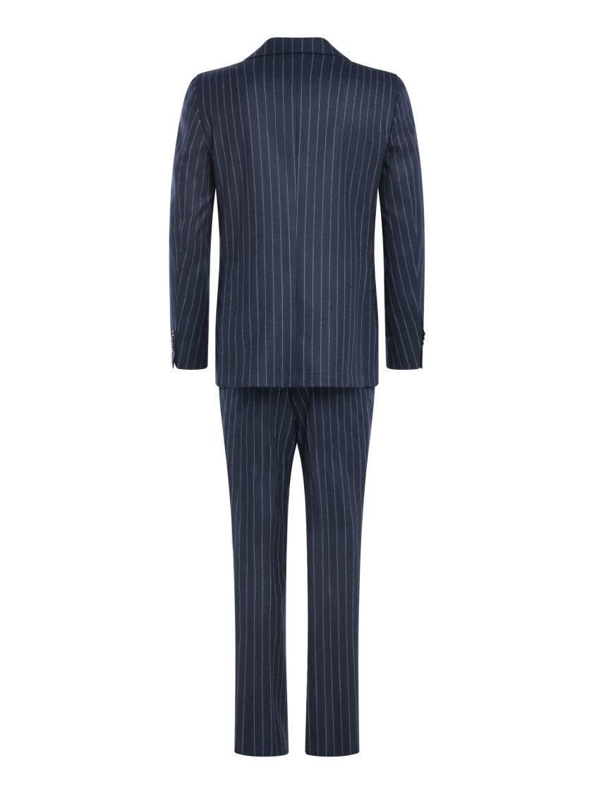 Franzese Collection Navy Blue Pinstriped Double-Breasted Blazer