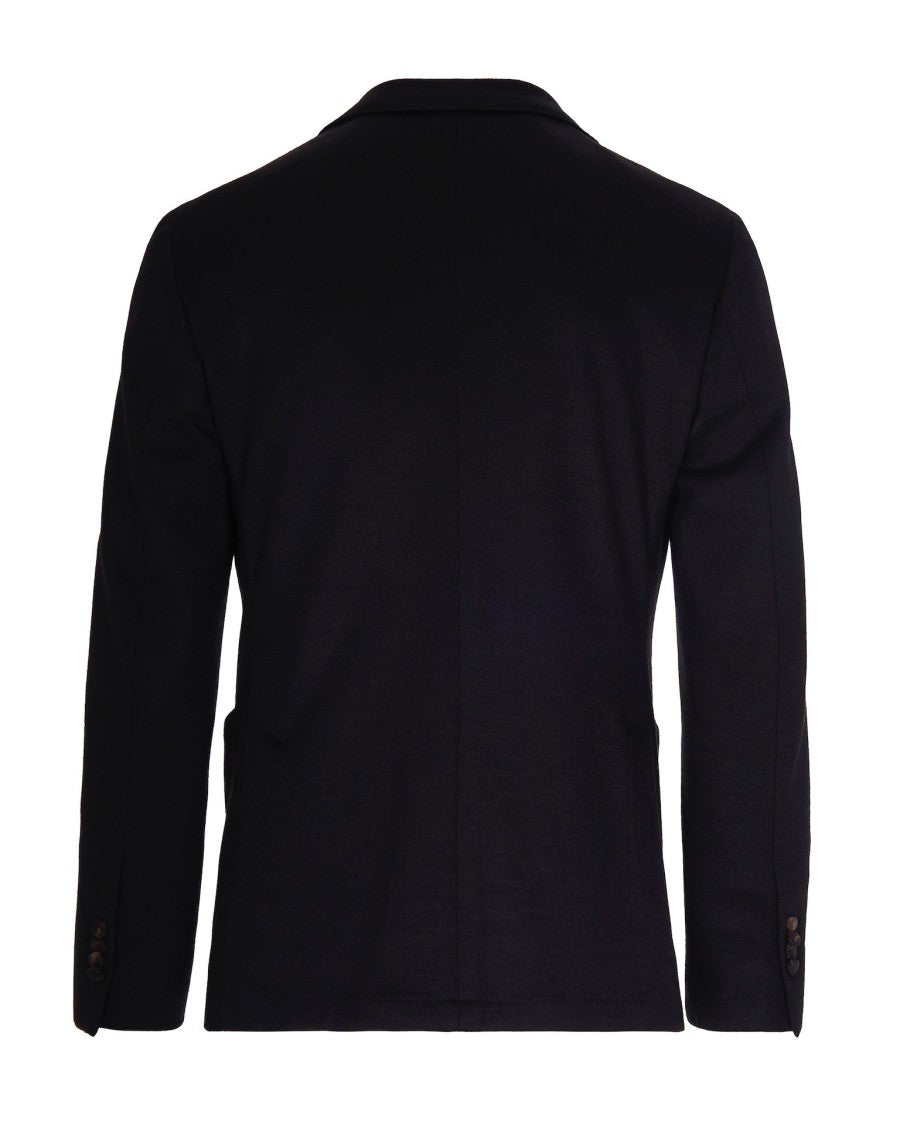 Suithomme Double-Breasted Black Wool-Blend Jacket With Notch Lapel