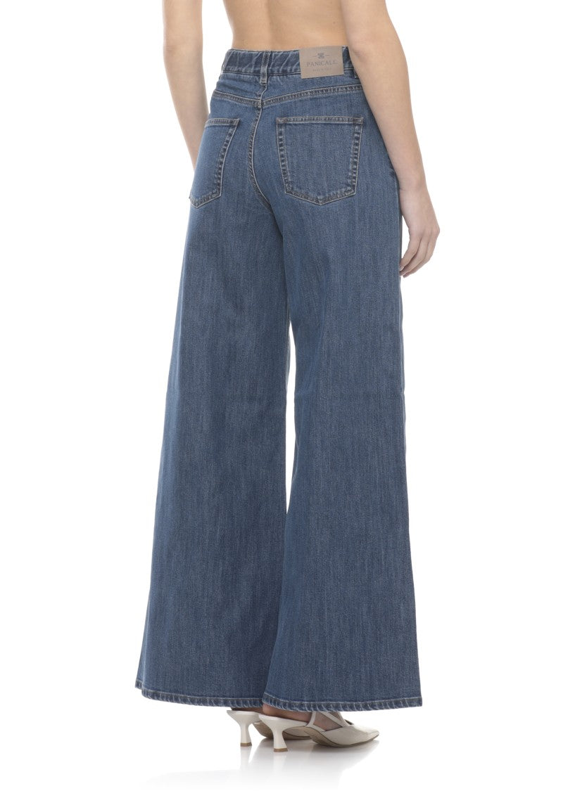 Panicale Blue Cotton Embellished Jeans