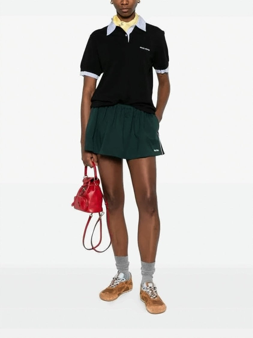 Miu Miu Cropped Polo Shirt With Striped Collar
