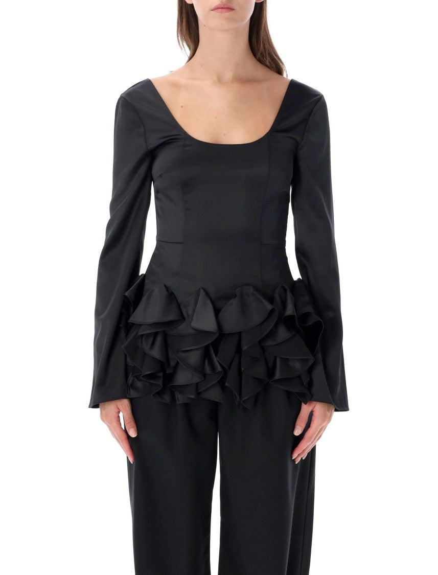 Operasport Vittoria Fitted Ruffled Peplum Top