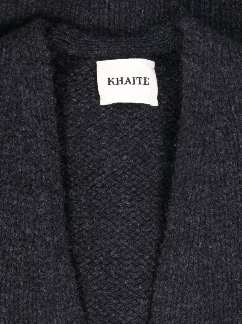 Khaite Grey Axel V-Neck Cashmere Cardigan