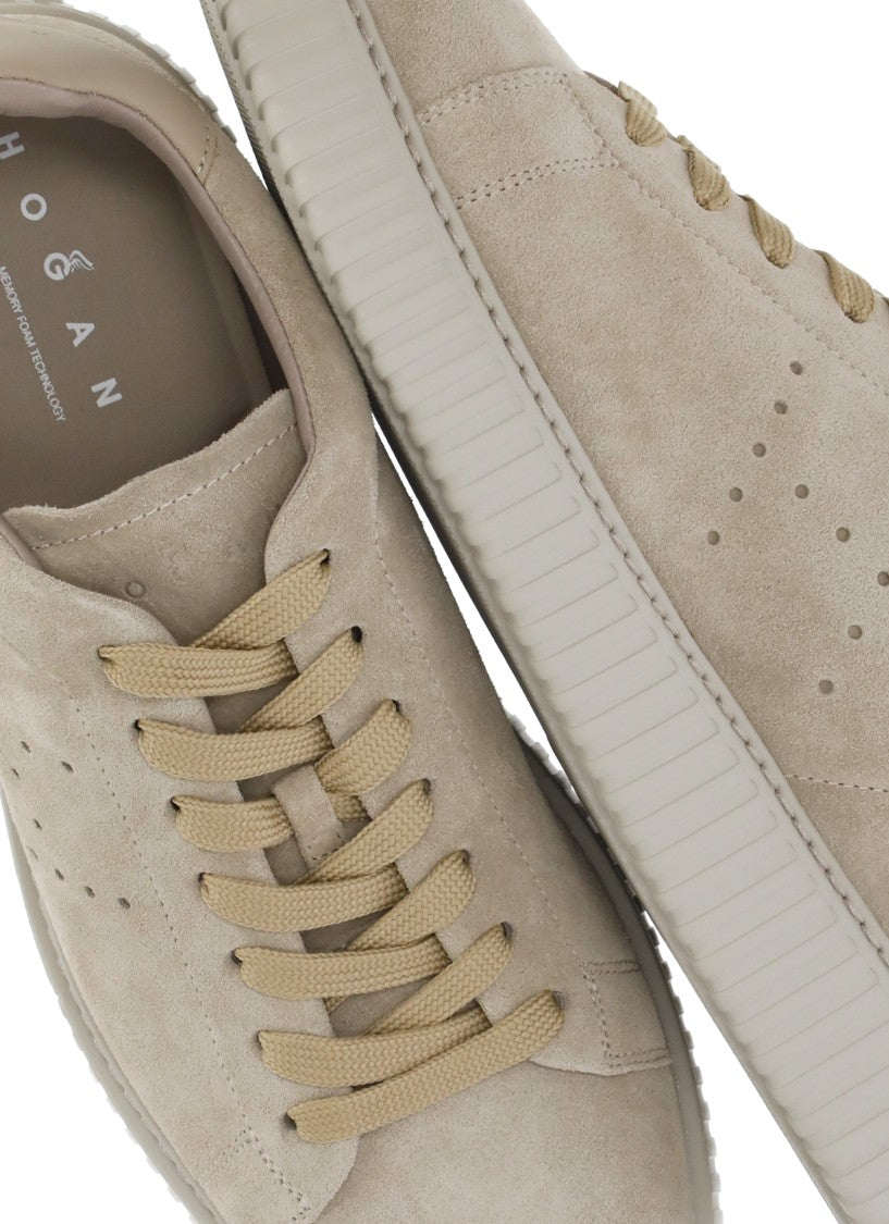 Hogan Beige Suede Low-Top Sneakers