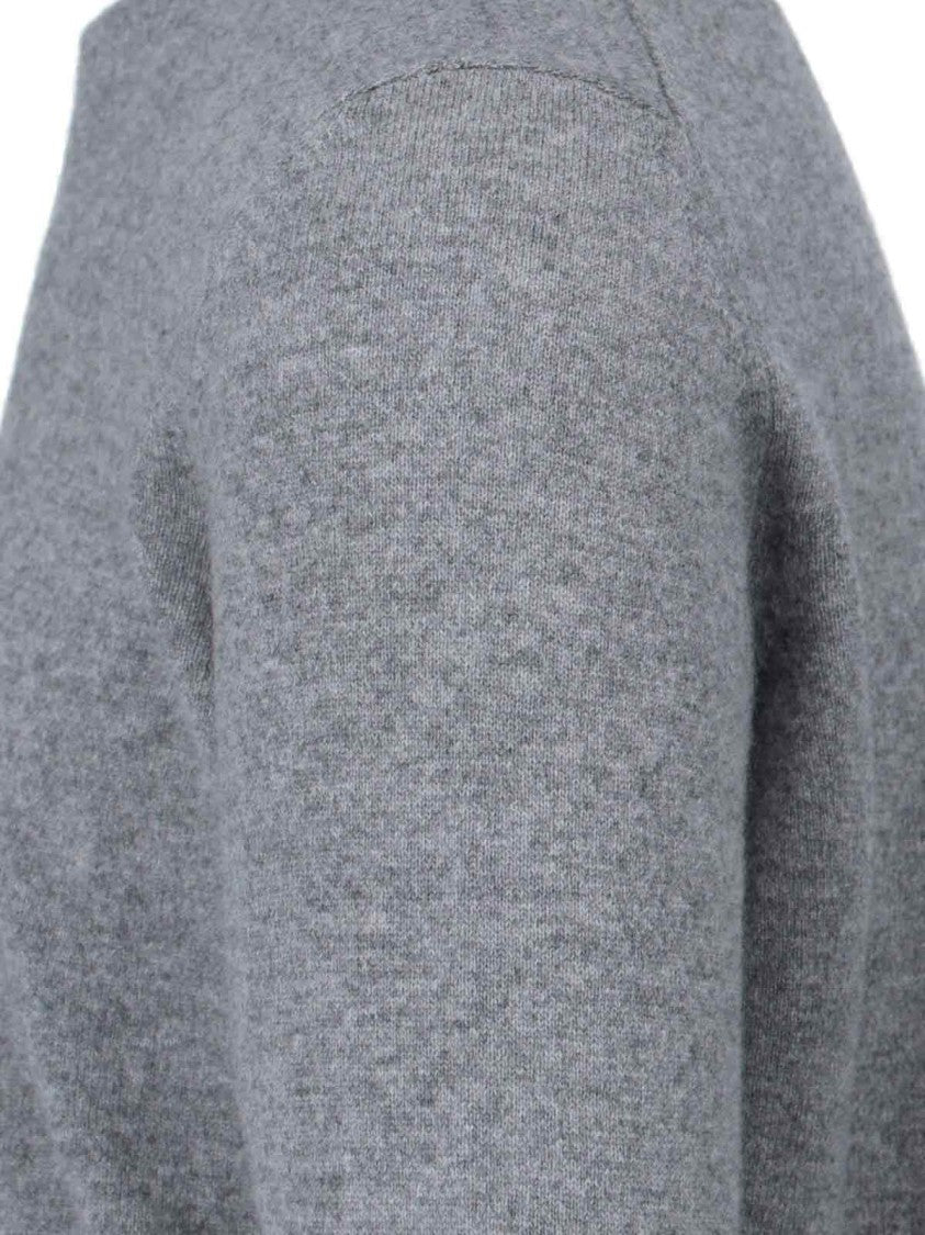 Zegna Cashmere Sweater Gray Crew Neck Ribbed Trim