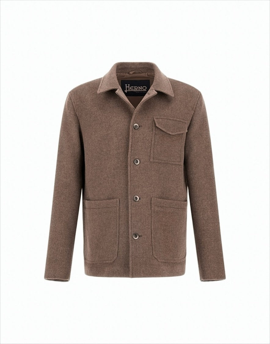 Herno Double-Fabric Twill Coat With Automatic Button Closure