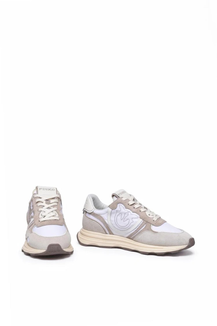 Pinko Cow Leather Fiber Sneakers - White/Beige