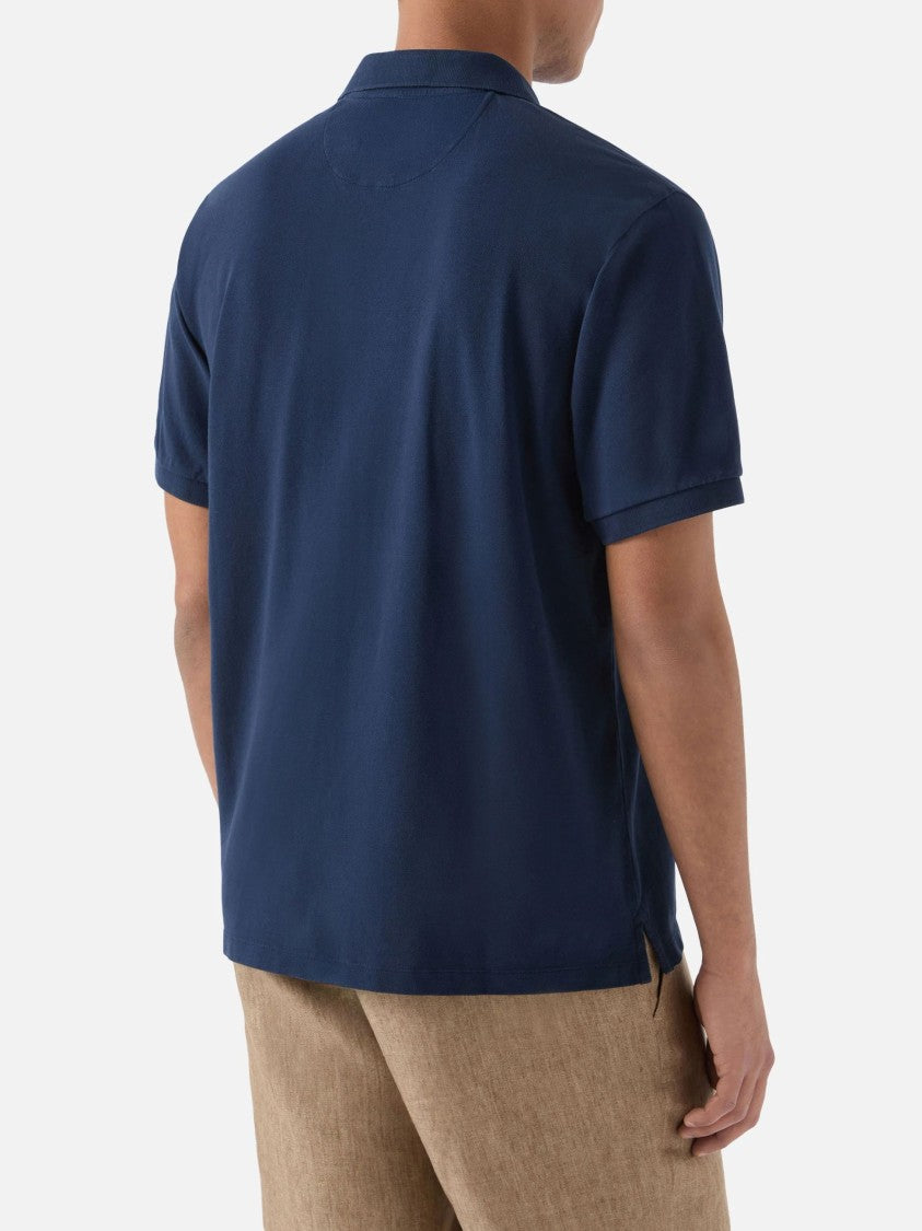 Mc2 Saint Barth Blue Charles Cotton Pique Polo Shirt