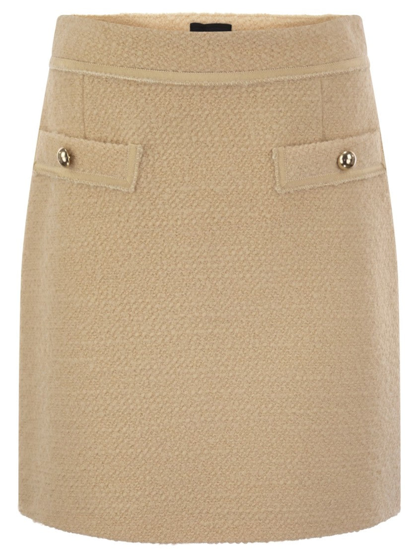 Fay Bouclé Wool Short Skirt With Flap Pockets