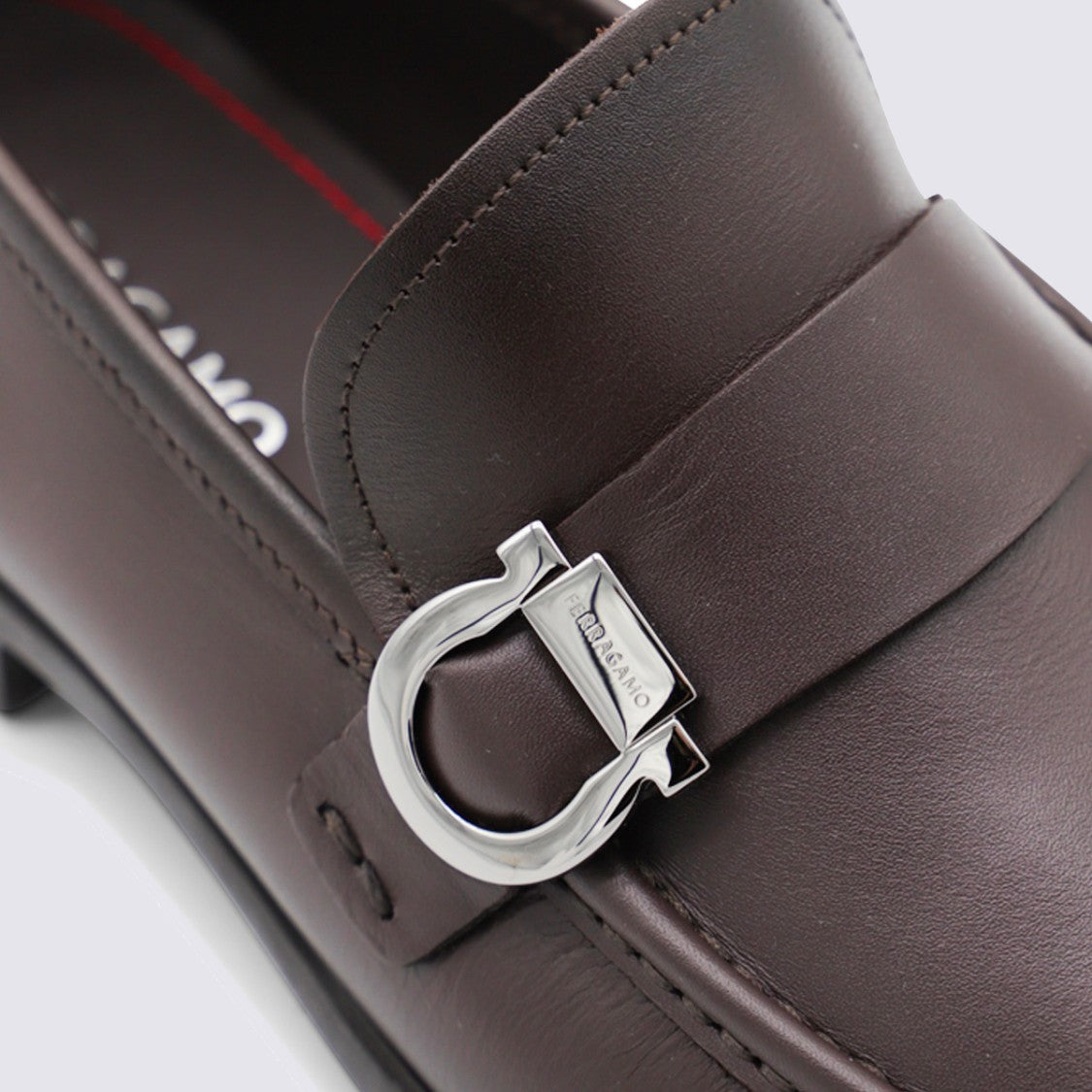 Ferragamo Smooth Leather Loafers With Silver-Toned Buckle Detail