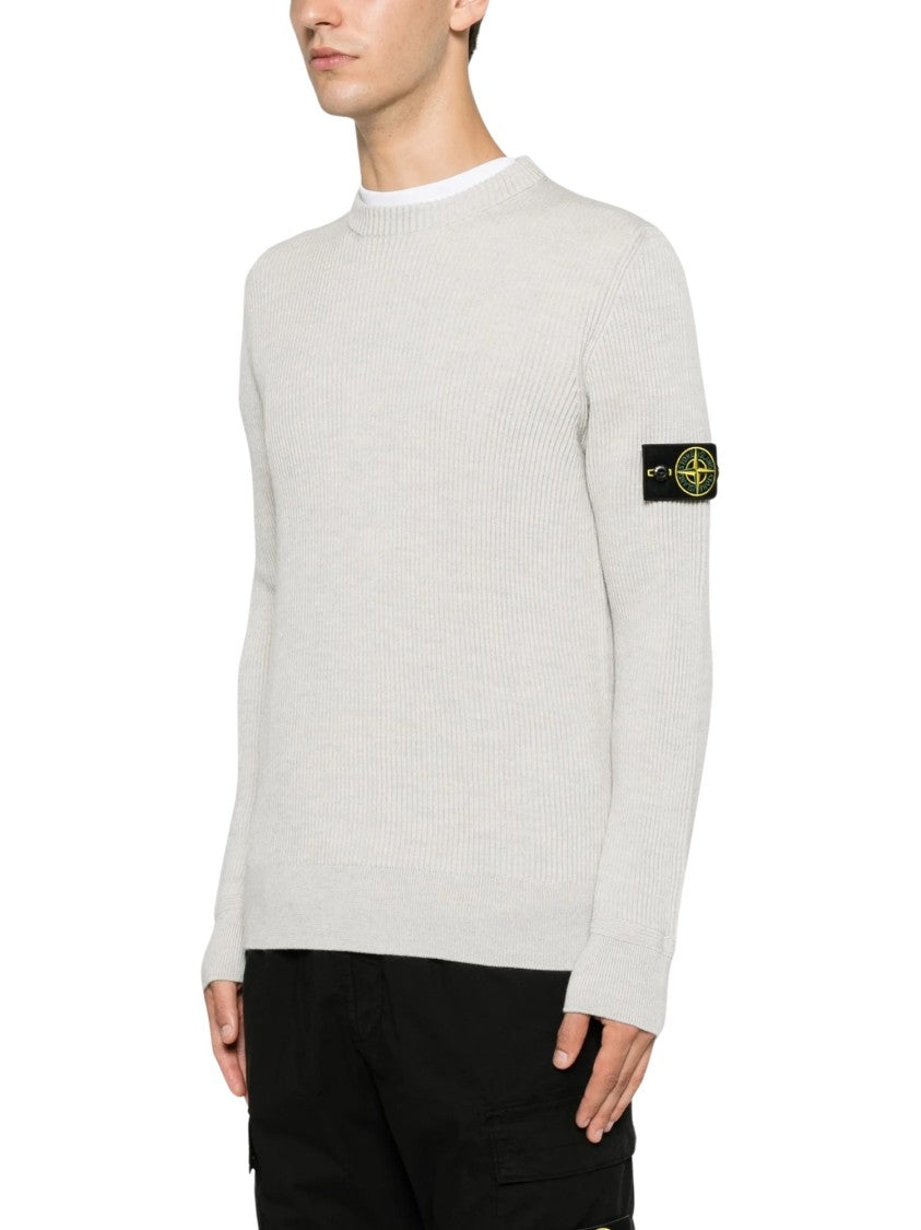 Stone Island Knitwear Patch Logo Ribbed Sweater