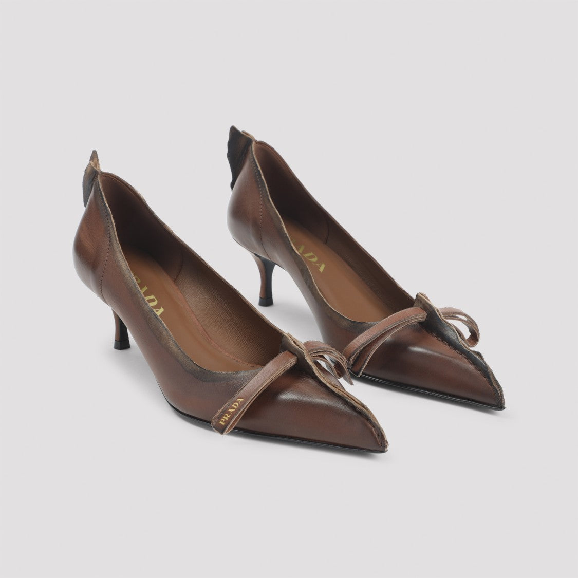 Prada Pointed Toe Pumps With Decorative Bow Detail And 5Cm Heel
