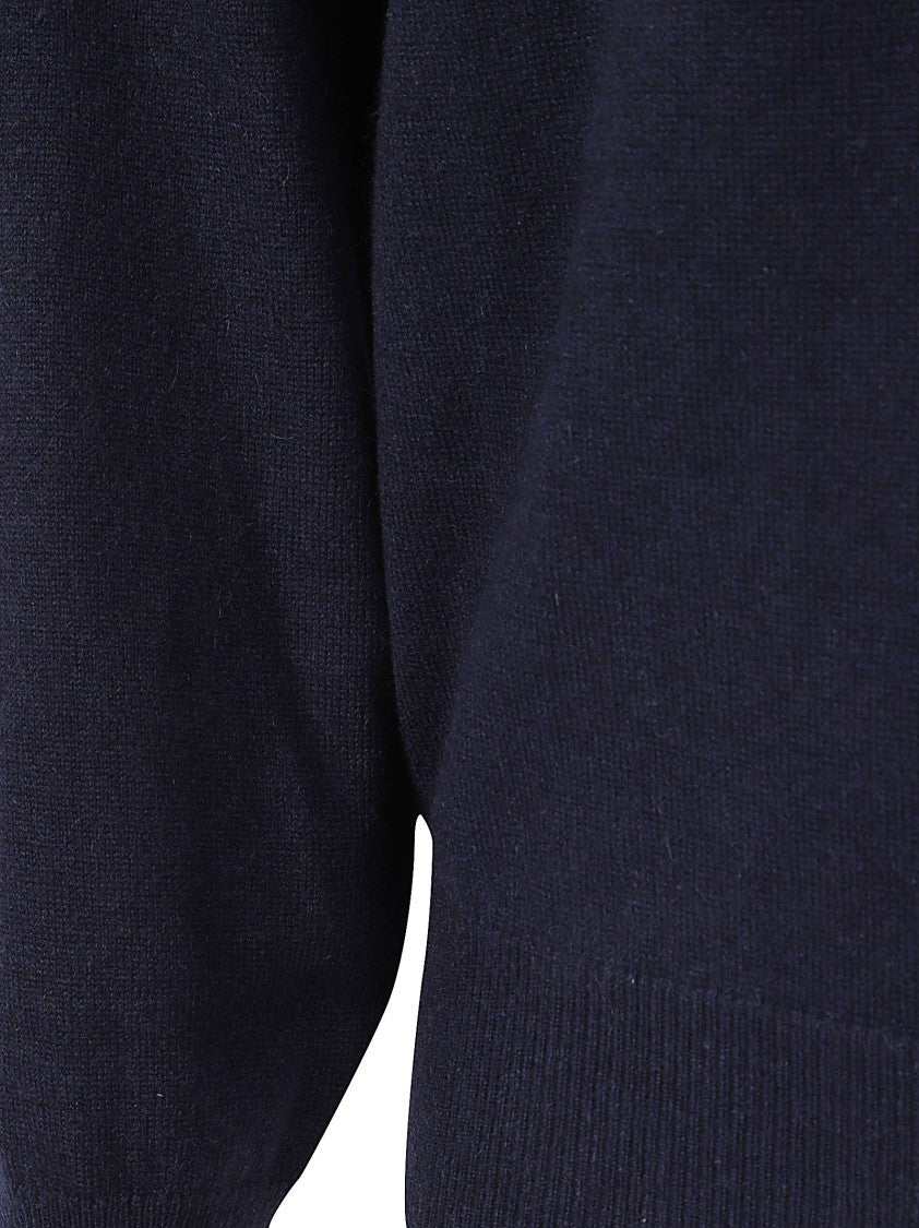 Brunello Cucinelli Deep Navy Cashmere Sweater With Classic Crew Neckline