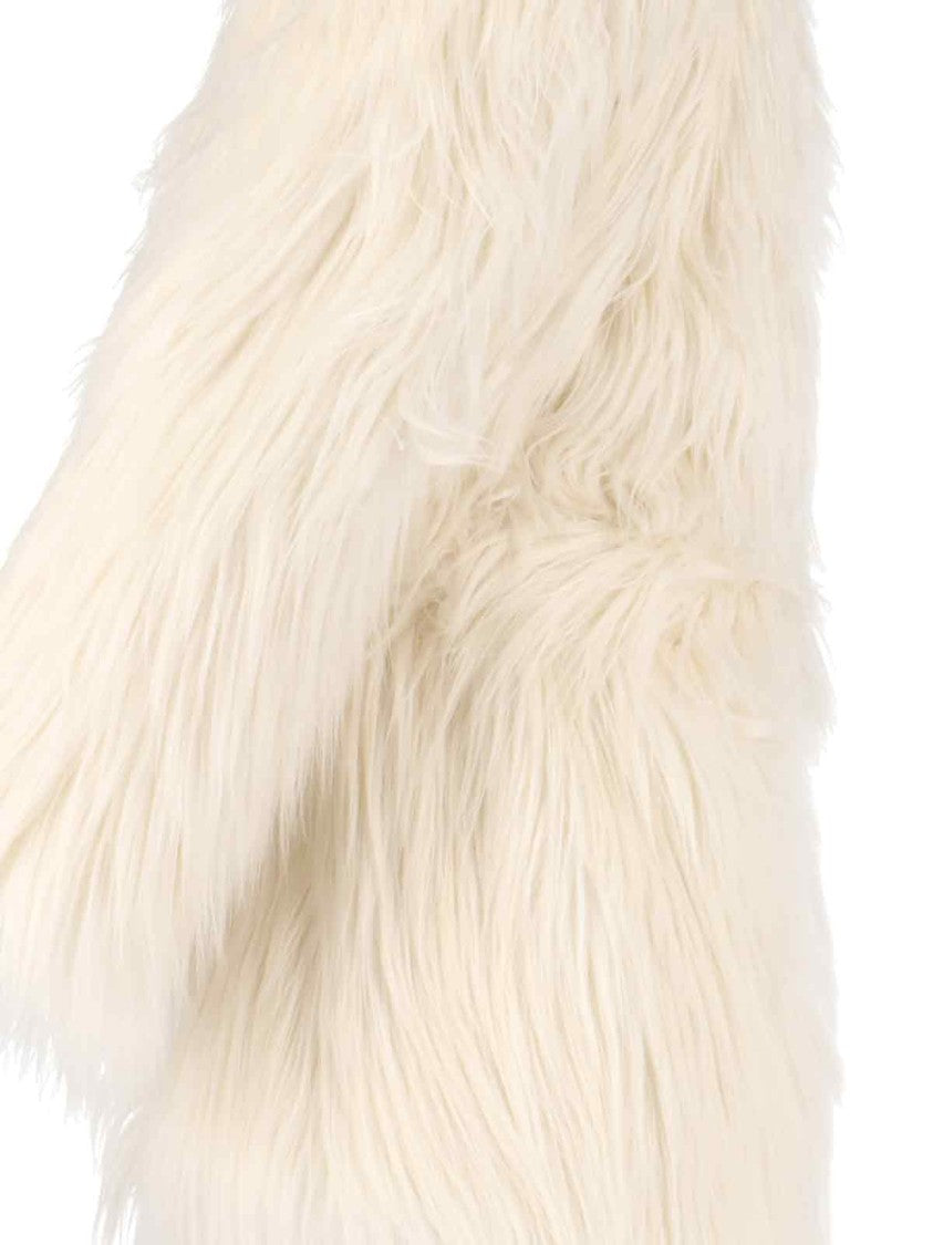 Entire Studios Faux Fur Cream Coat With Adjustable Belt