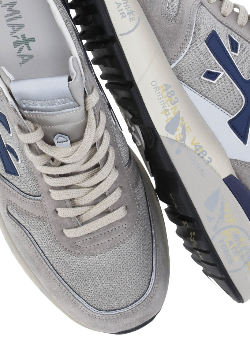 Premiata White Mick 8001 Suede-Blend Sneakers
