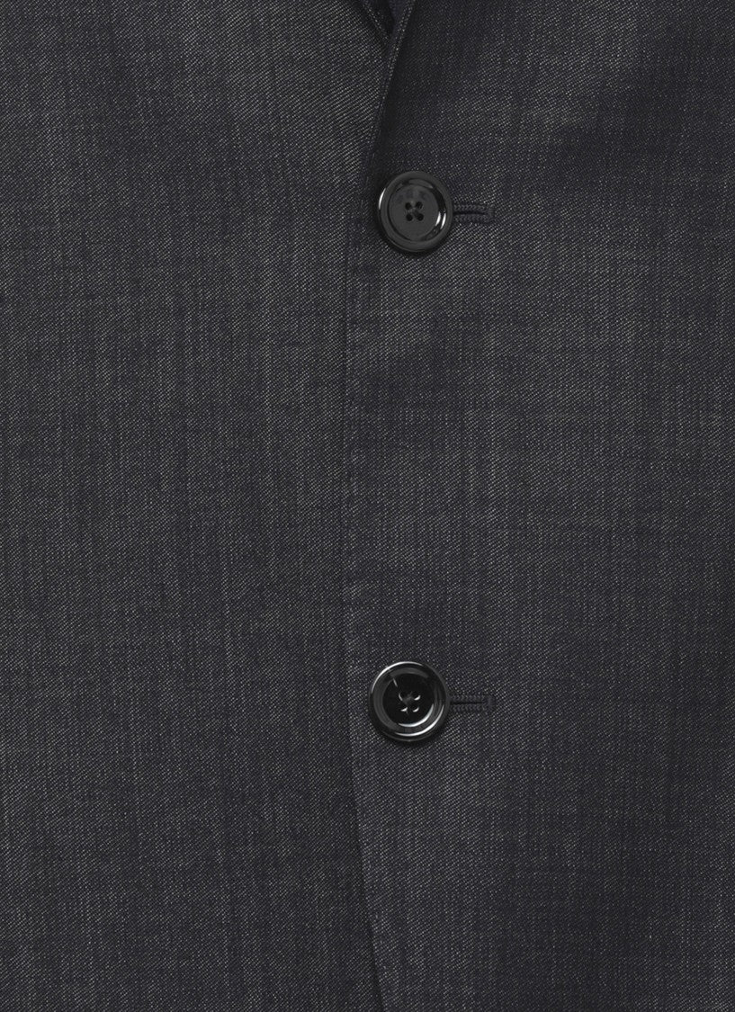 Lardini Black Pin Lapel Wool Suit