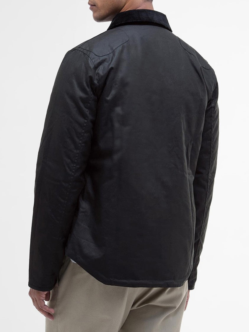 Barbour Reelin Wax Jacket With Adjustable Hood And Reinforced Stitching
