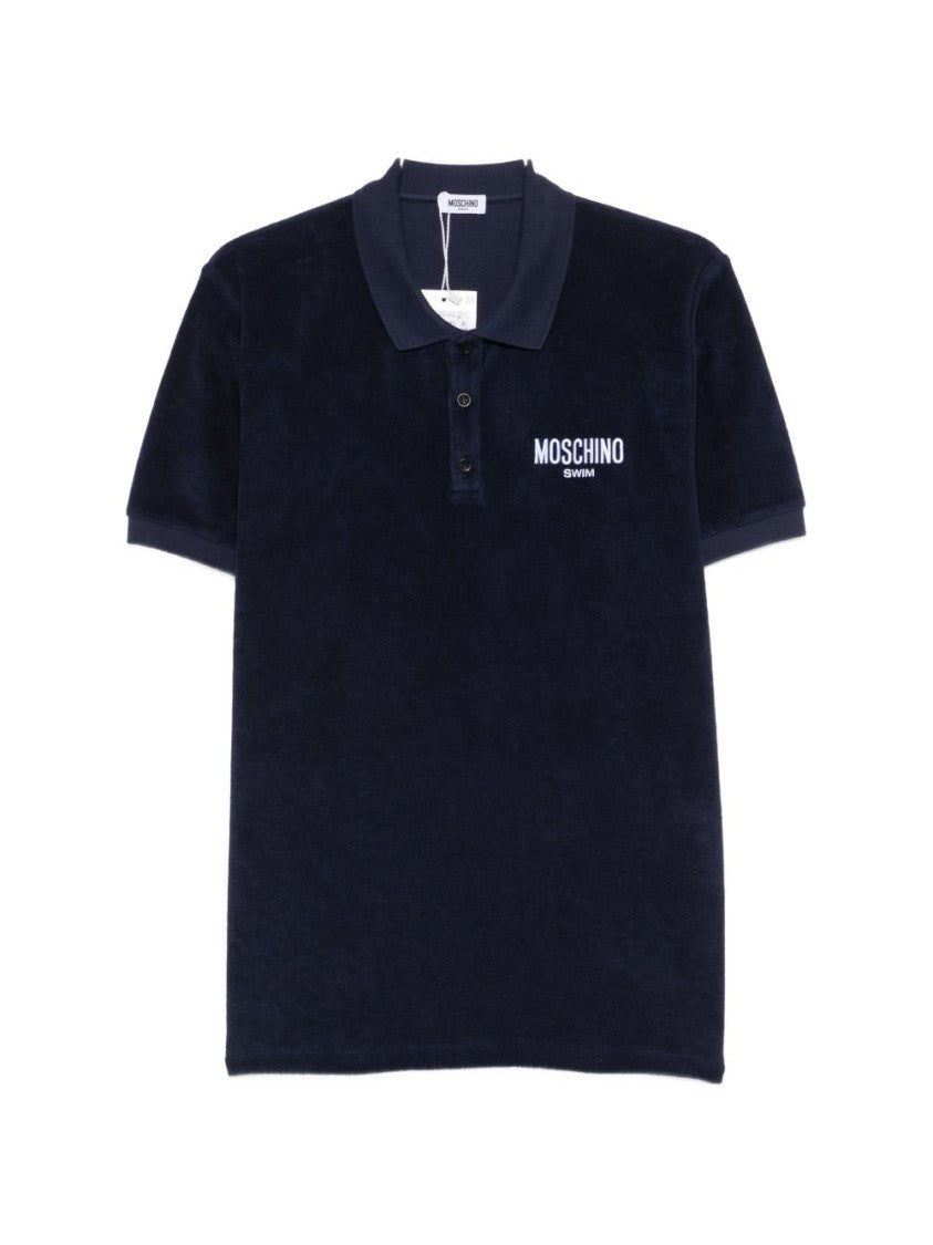 Moschino Blue Regular Fit Logo Piqué Polo