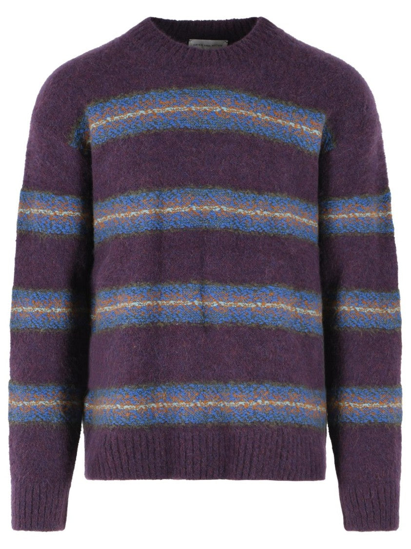 Dries Van Noten Alpaca Blend Sweater With Horizontal Striped Pattern