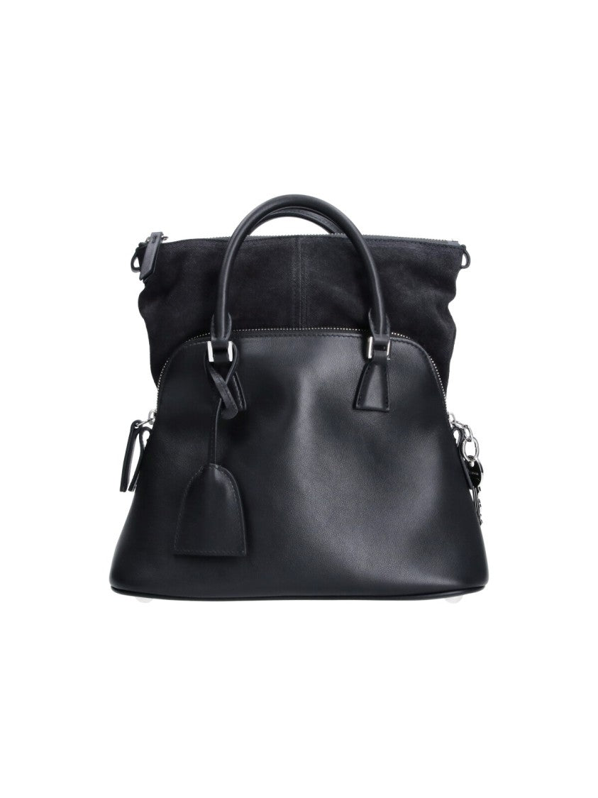Maison Margiela Mini Top Handle Handbag In Smooth Black Leather