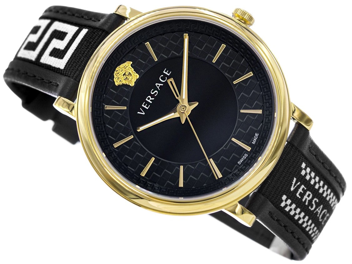 Versace Greca Logo 38Mm Women's Analog Watch With Blue Leather Strap