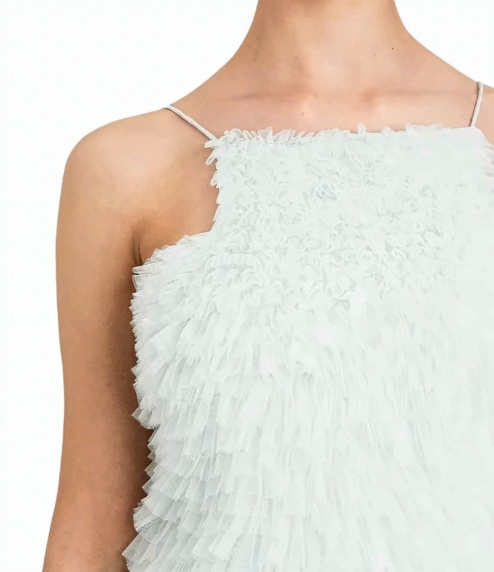 Twin-Set Short Tulle Ruffle Mini Dress