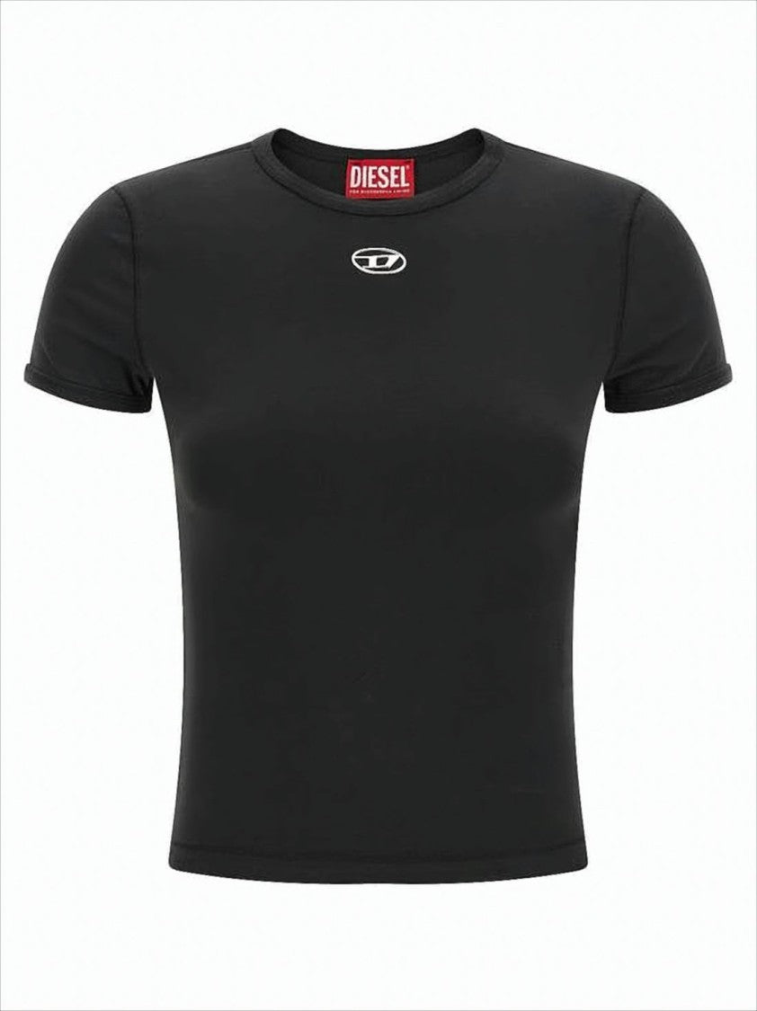 Diesel Fitted Short-Sleeve Crop Top With Round Neckline