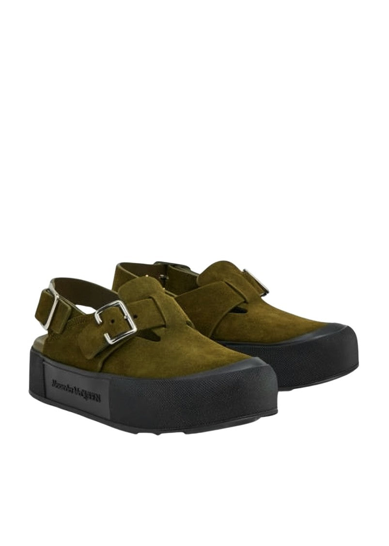 Alexander Mcqueen Olive Green Suede Sandals