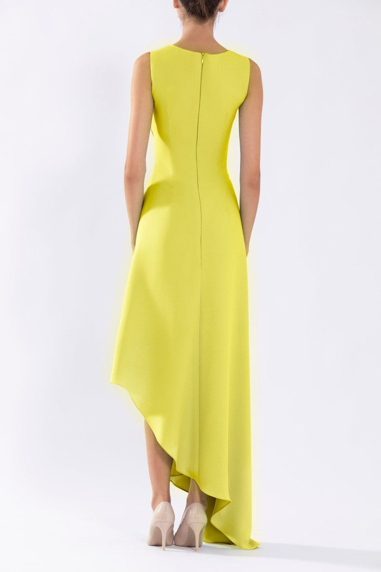 Saiid Kobeisy Crepe, High-Low Dress With Matching Embroidery