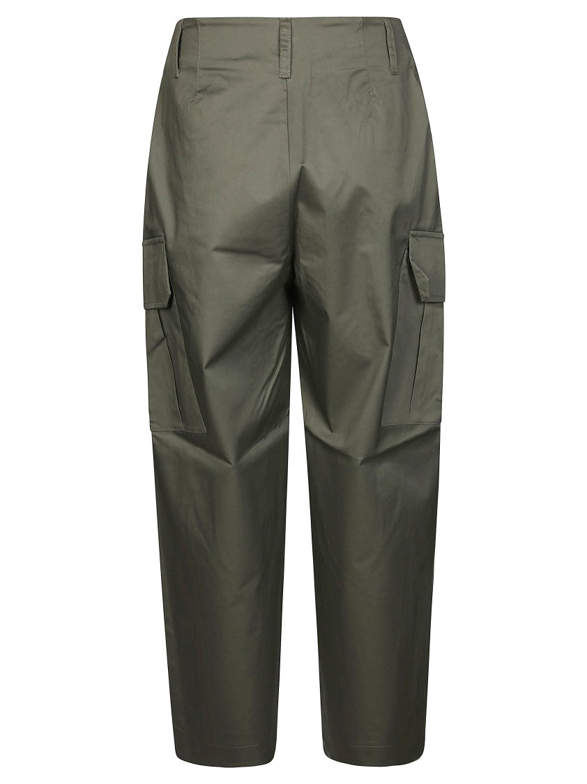Alpha Studio High-Waisted Green Cargo Pants With Relaxed Fit