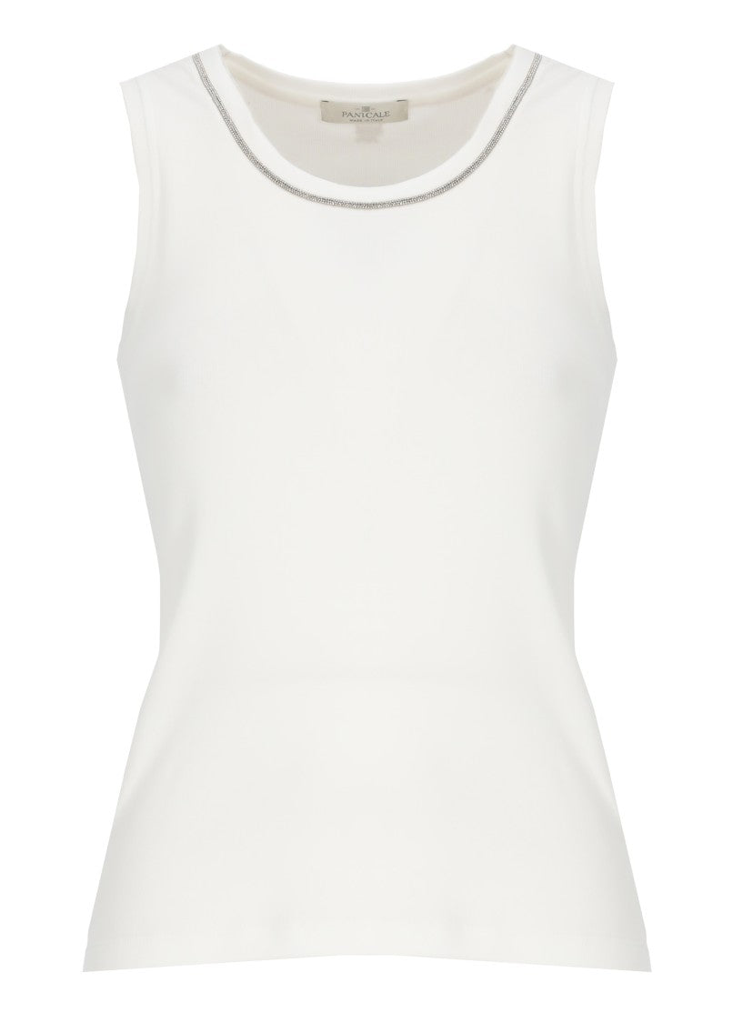 Panicale White Bright Point Cotton Tank Top