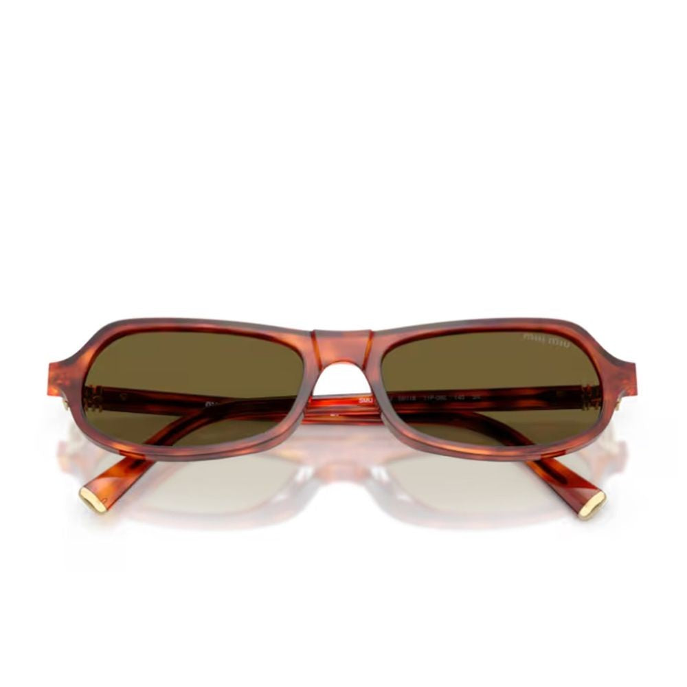 Miu Miu Sculpted Cognac Havana Sunglasses With Retro Flair