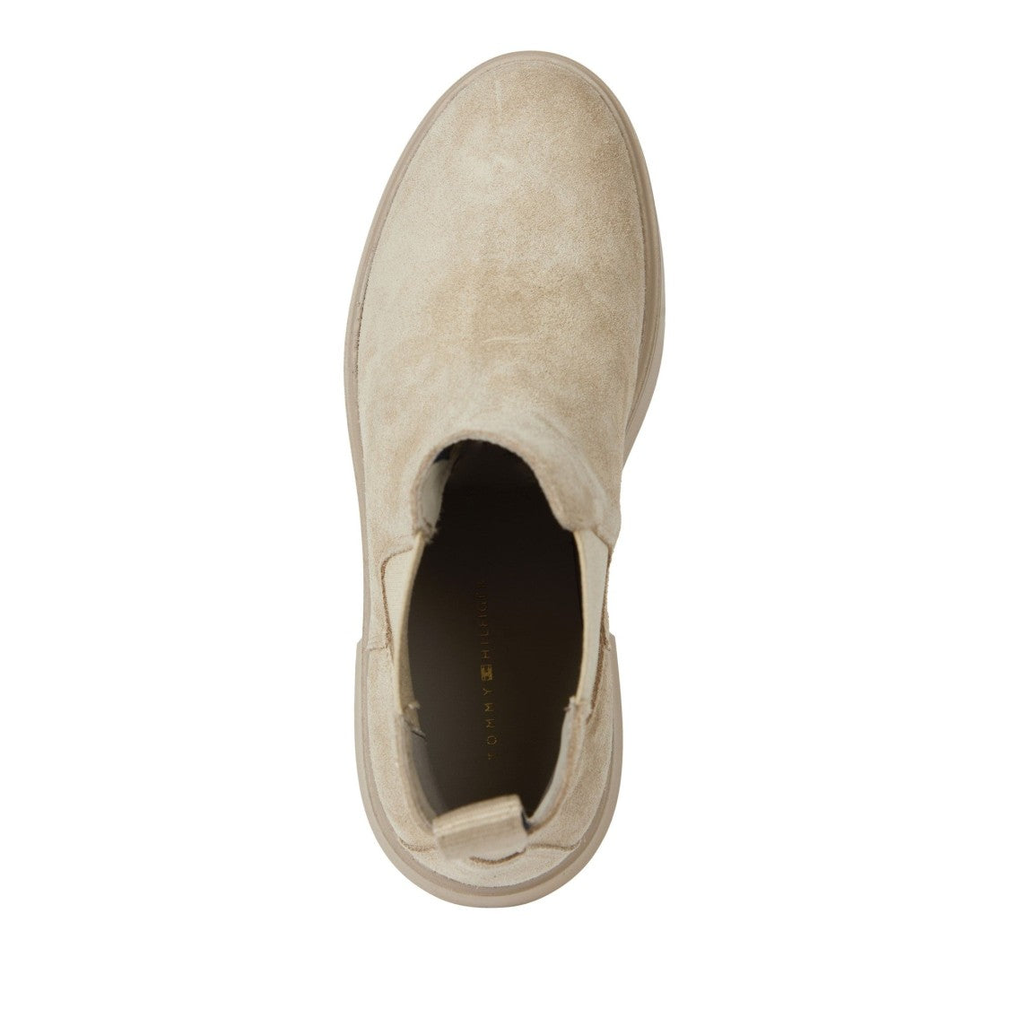 Tommy Hilfiger Beige Elastic Panel Rubber Sole Suede Chelsea Boots
