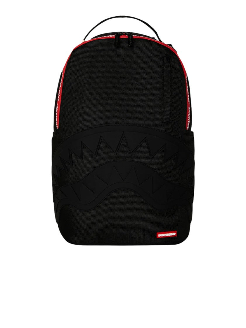 Sprayground Black Backpack With Embossed Shark Mouth Design