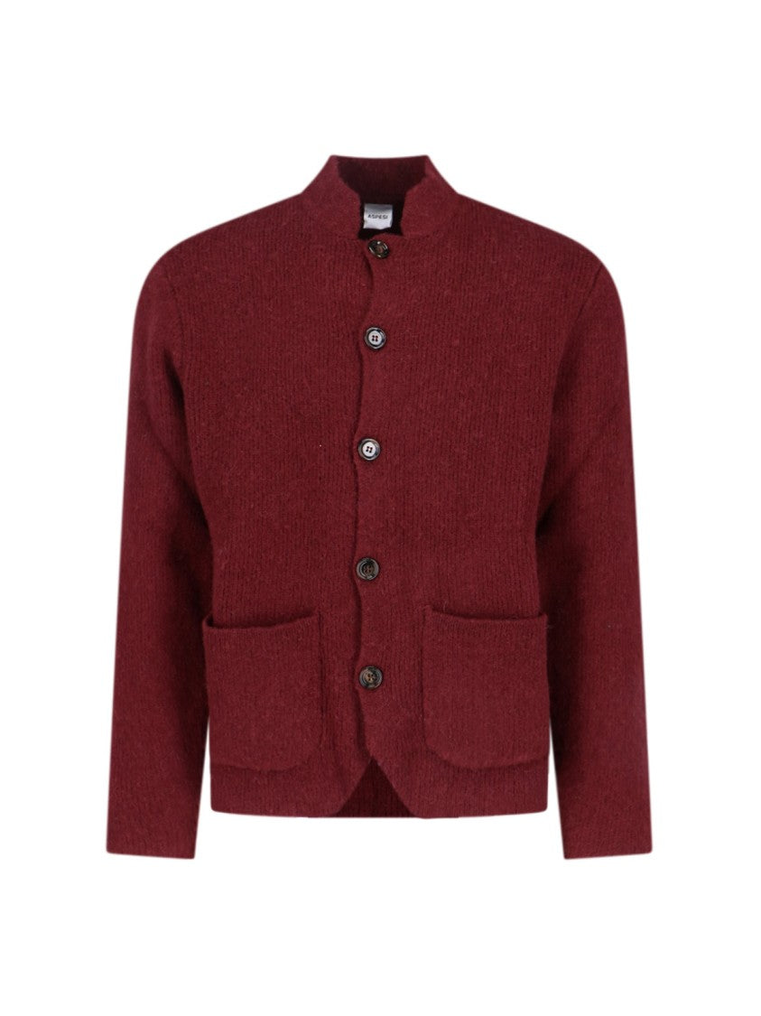 Aspesi Shetland Wool Cardigan – Bordeaux Red
