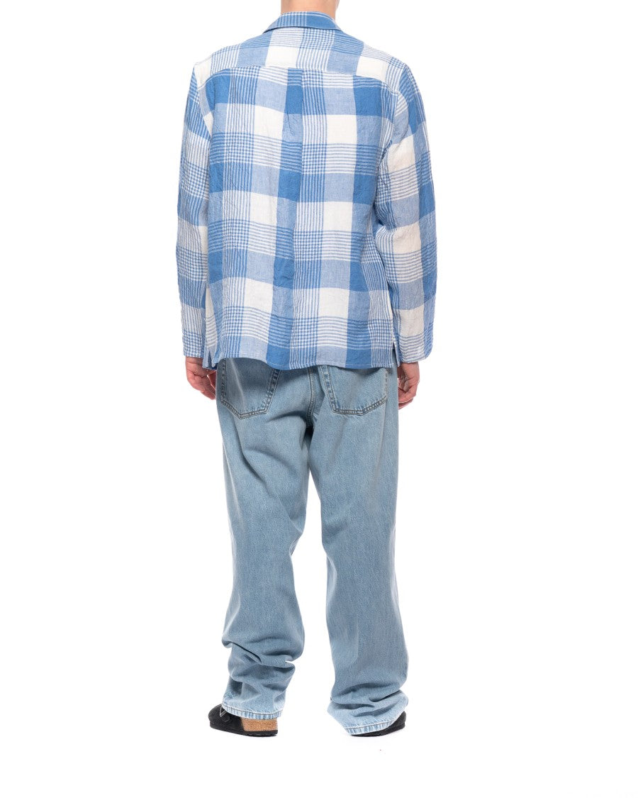 East Harbour Surplus Scottish Plaid French Collar Cotton-Blend Shirt
