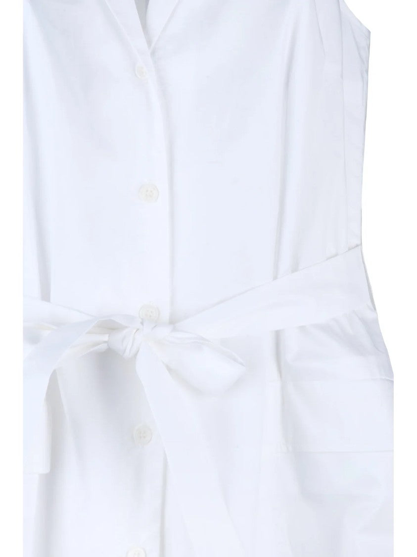 Peserico White Sleeveless Stretch Cotton Jumpsuit