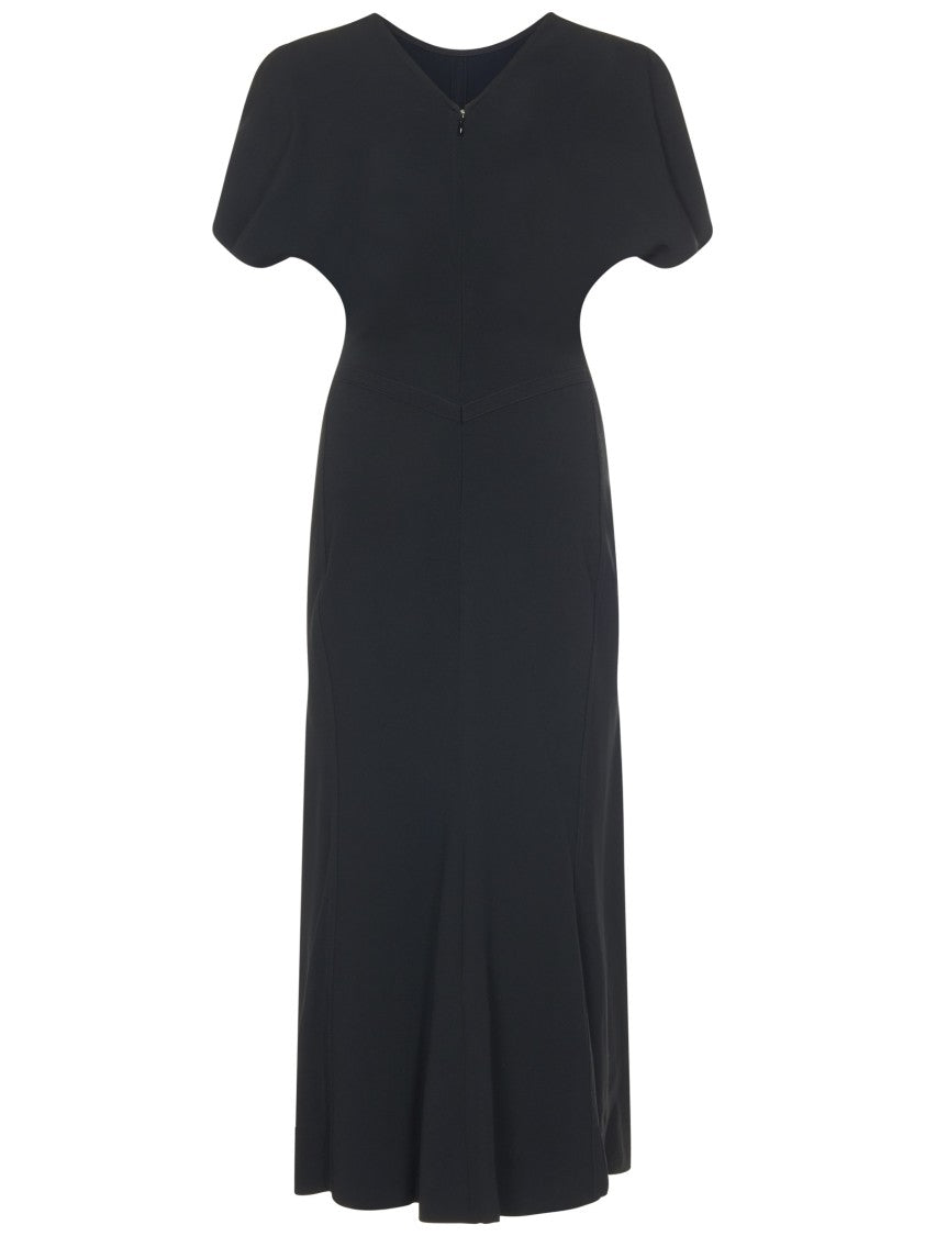 Victoria Beckham Gathered Waist Black Midi Dress