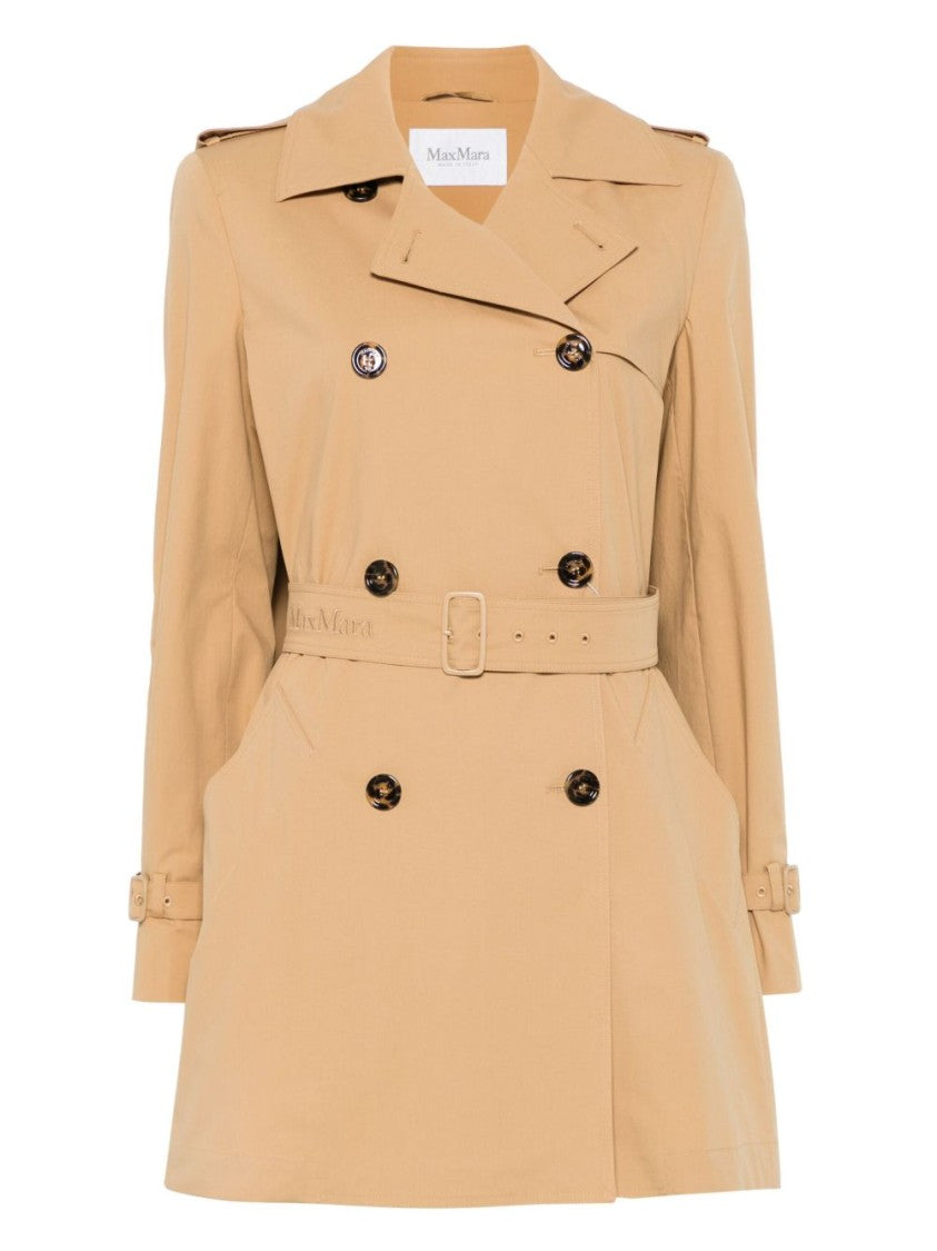 Max Mara Sand Brown Double-Breasted Trench Coat